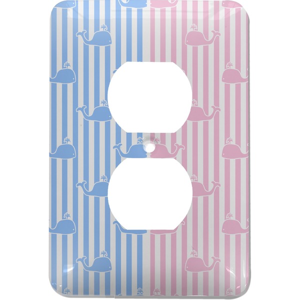 Custom Striped w/ Whales Electric Outlet Plate