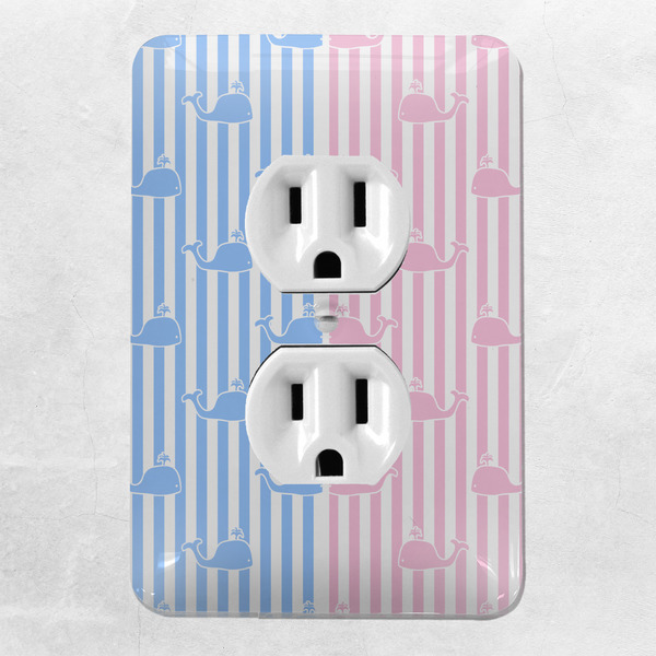 Striped w/ Whales Electric Outlet Plate - LIFESTYLE