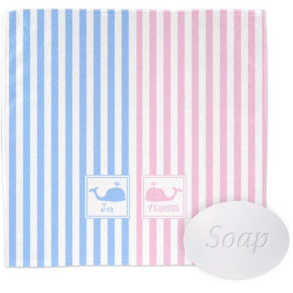 Custom Striped w/ Whales Washcloth (Personalized)