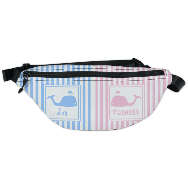 Custom Striped w/ Whales Fanny Pack - Classic Style (Personalized)