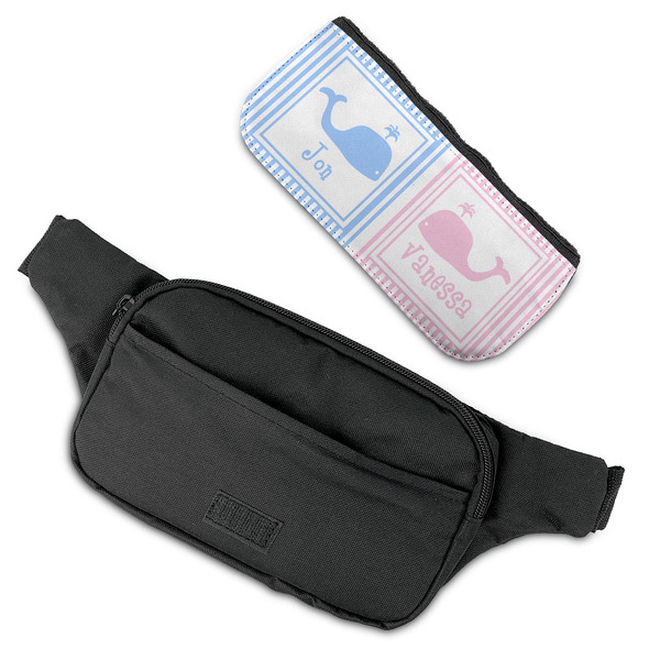Striped w/ Whales Fanny Packs - FLAT (flap off)