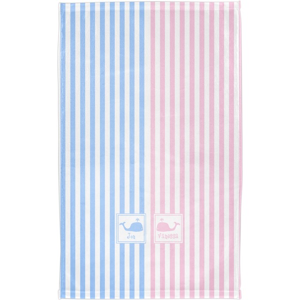 Striped w/ Whales Finger Tip Towel - Full View
