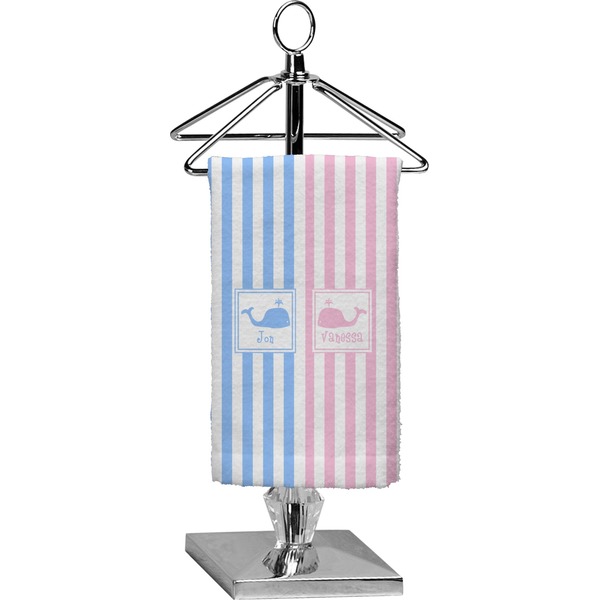 Custom Striped w/ Whales Finger Tip Towel - Full Print (Personalized)