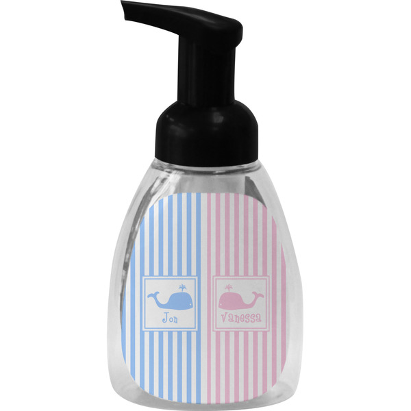 Custom Striped w/ Whales Foam Soap Bottle - Black (Personalized)