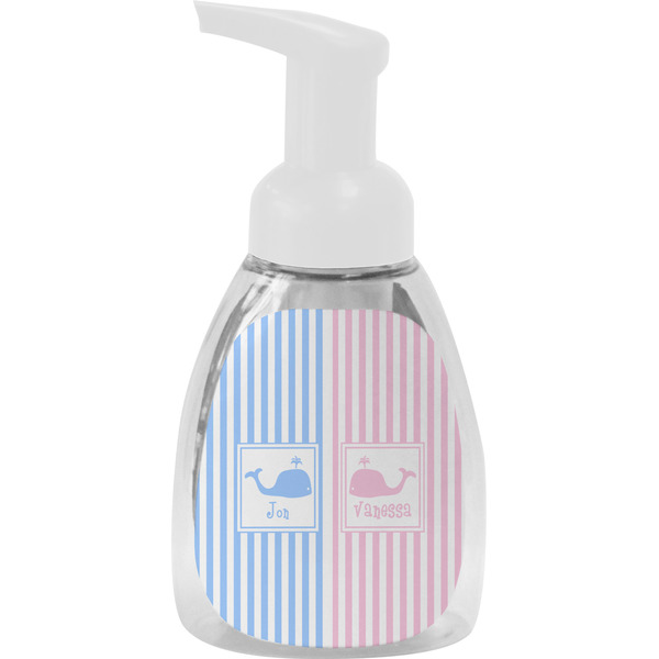 Custom Striped w/ Whales Foam Soap Bottle - White (Personalized)