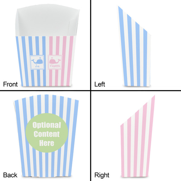 Striped w/ Whales French Fry Favor Box - Front & Back View