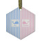 Striped w/ Whales Frosted Glass Ornament - Hexagon