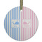 Striped w/ Whales Frosted Glass Ornament - Round