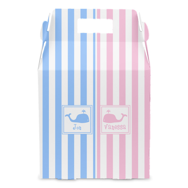 Striped w/ Whales Gable Favor Box - Front