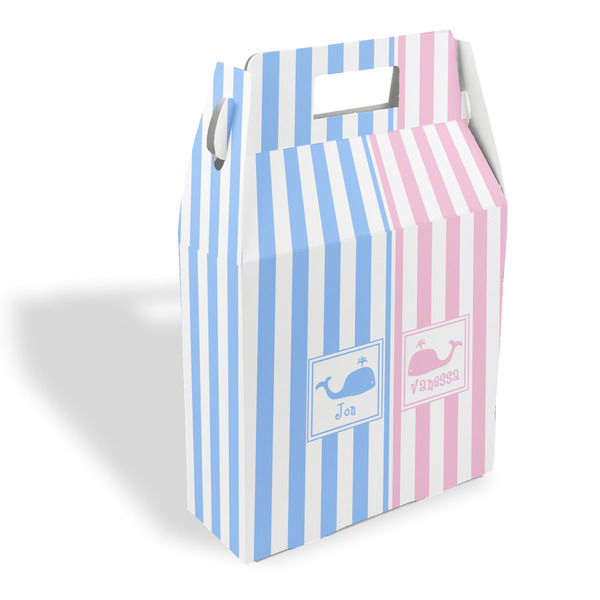 Custom Striped w/ Whales Gable Favor Box (Personalized)