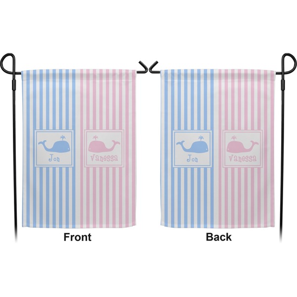 Striped w/ Whales Garden Flag - Double Sided Front and Back