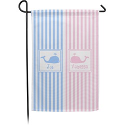 Striped w/ Whales Small Garden Flag - Double Sided w/ Multiple Names