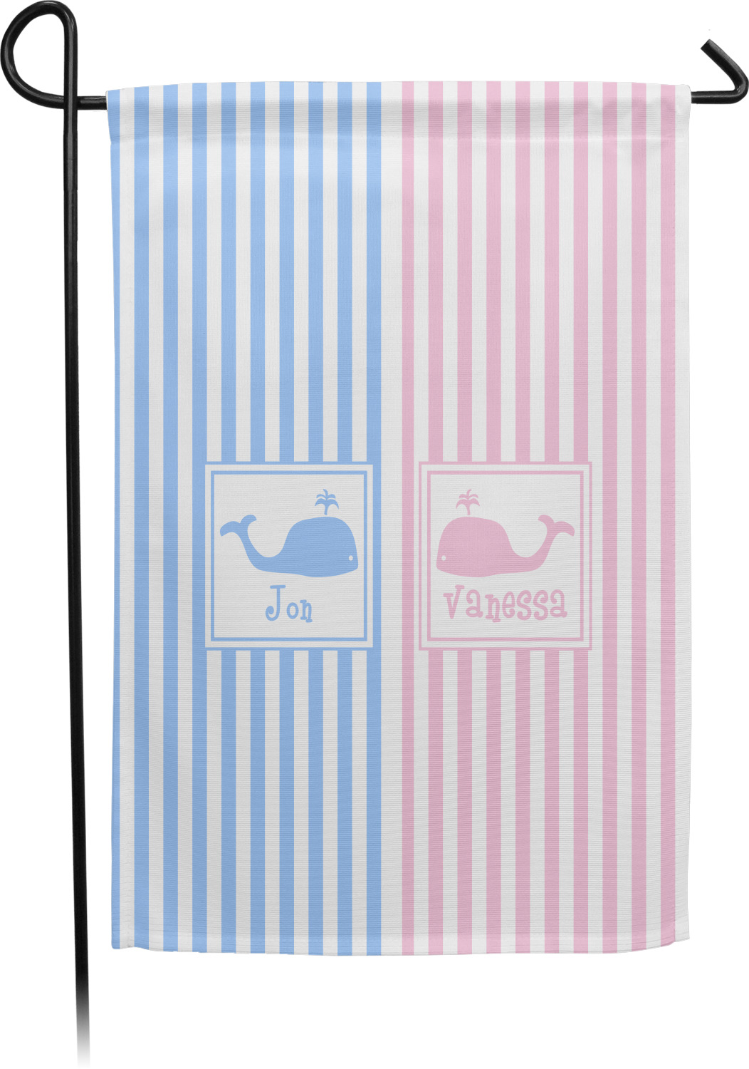 Striped w/ Whales Garden Flag Single or Double Sided (Personalized