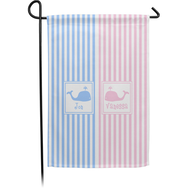 Custom Striped w/ Whales Small Garden Flag - Single Sided w/ Multiple Names