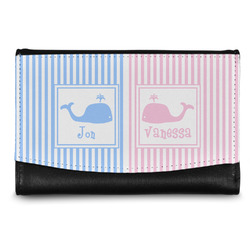 Striped w/ Whales Genuine Leather Women's Wallet - Small (Personalized)