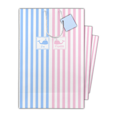 Striped w/ Whales Gift Bag (Personalized)
