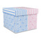 Striped w/ Whales Gift Boxes with Lid - Canvas Wrapped - Large - Front/Main