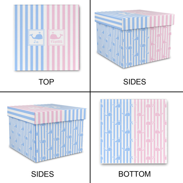 Striped w/ Whales Gift Boxes with Lid - Canvas Wrapped - Medium - Approval