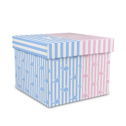 Striped w/ Whales Gift Box with Lid - Canvas Wrapped - Medium (Personalized)