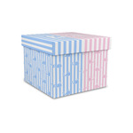 Striped w/ Whales Gift Box with Lid - Canvas Wrapped - Small (Personalized)