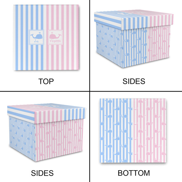 Striped w/ Whales Gift Boxes with Lid - Canvas Wrapped - X-Large - Approval