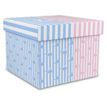 Striped w/ Whales Gift Box with Lid - Canvas Wrapped - X-Large (Personalized)