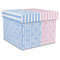 Striped w/ Whales Gift Boxes with Lid - Canvas Wrapped - X-Large - Front/Main