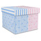 Striped w/ Whales Gift Box with Lid - Canvas Wrapped - X-Large (Personalized)