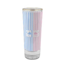Striped w/ Whales 2 oz Shot Glass - Glass with Gold Rim (Personalized)
