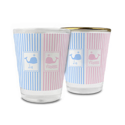 Striped w/ Whales Glass Shot Glass - 1.5 oz (Personalized)