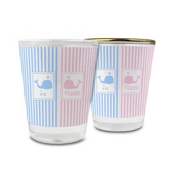 Custom Striped w/ Whales Glass Shot Glass - 1.5 oz (Personalized)