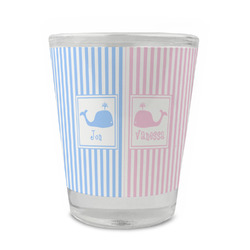 Striped w/ Whales Glass Shot Glass - 1.5 oz - Set of 4 (Personalized)