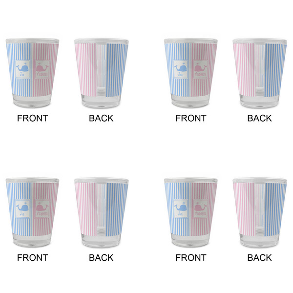 Striped w/ Whales Glass Shot Glass - Standard - Set of 4 - APPROVAL