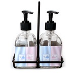Striped w/ Whales Glass Soap & Lotion Bottle Set (Personalized)