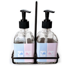 Striped w/ Whales Glass Soap & Lotion Bottles (Personalized)