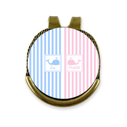 Striped w/ Whales Golf Ball Marker - Hat Clip - Gold