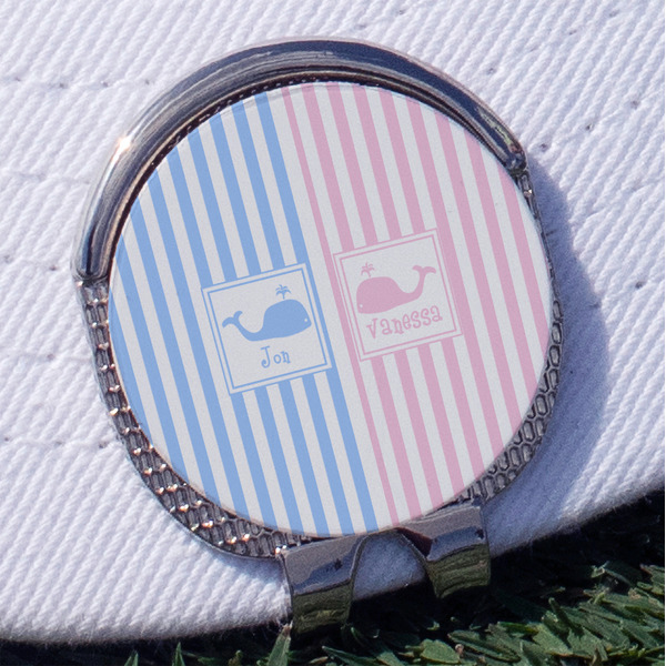 Custom Striped w/ Whales Golf Ball Marker - Hat Clip