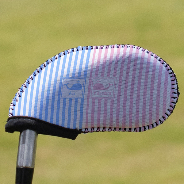 Custom Striped w/ Whales Golf Club Iron Cover (Personalized)