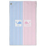 Striped w/ Whales Golf Towel - Poly-Cotton Blend w/ Multiple Names