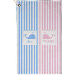 Striped w/ Whales Golf Towel - Poly-Cotton Blend - Small w/ Multiple Names