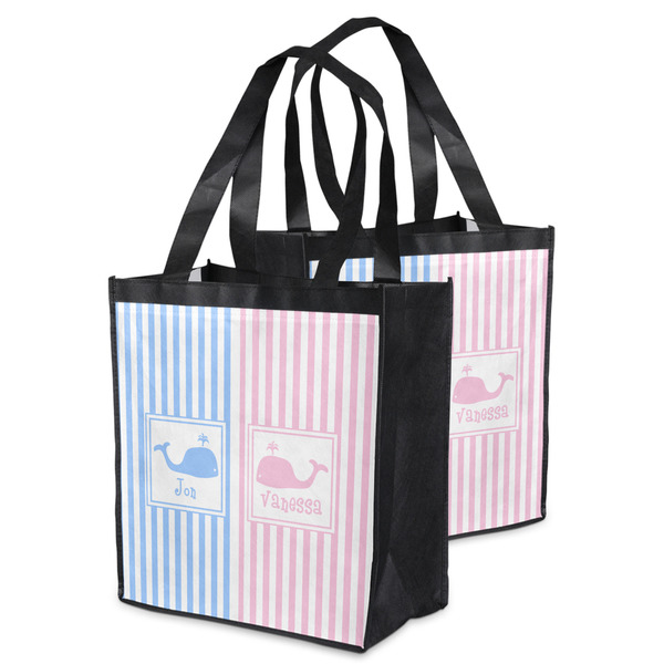Striped w/ Whales Grocery Bag - MAIN