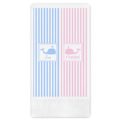 Striped w/ Whales Guest Napkins - Full Color - Embossed Edge (Personalized)