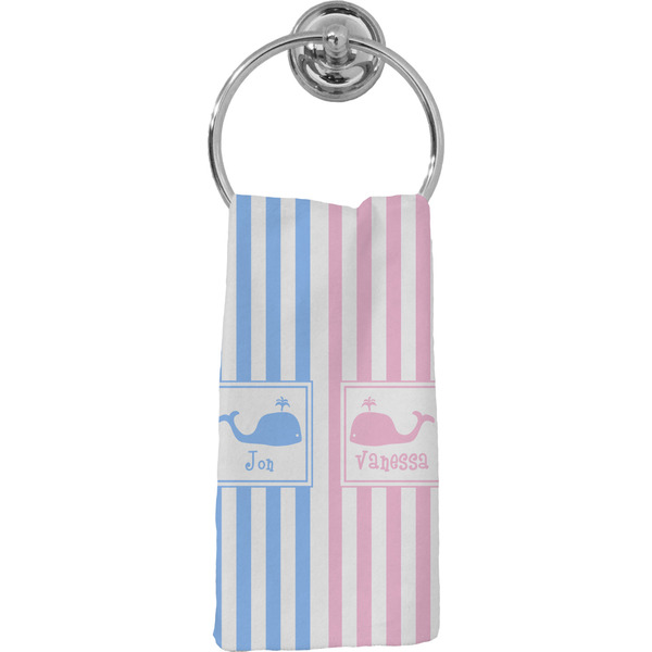 Custom Striped w/ Whales Hand Towel - Full Print (Personalized)