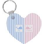 Striped w/ Whales Heart Plastic Keychain w/ Multiple Names