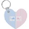 Striped w/ Whales Heart Plastic Keychain w/ Multiple Names