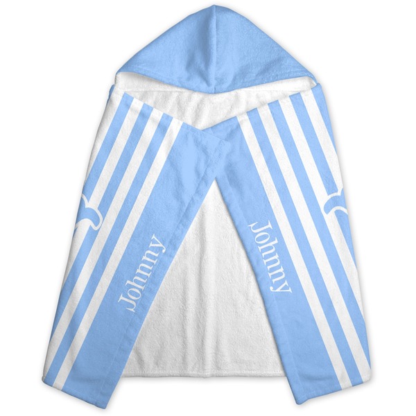 Striped w/ Whales Hooded Towel - Folded