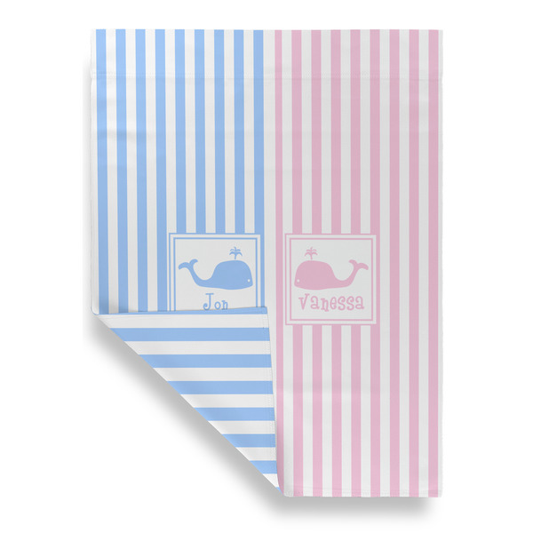 Striped w/ Whales House Flags - Double Sided - FRONT FOLDED