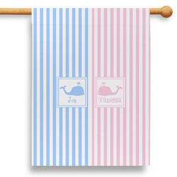Striped w/ Whales 28" House Flag - Double Sided (Personalized)