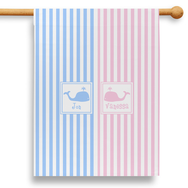 Custom Striped w/ Whales 28" House Flag (Personalized)