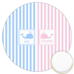 Striped w/ Whales Printed Cookie Topper - 3.25" (Personalized)